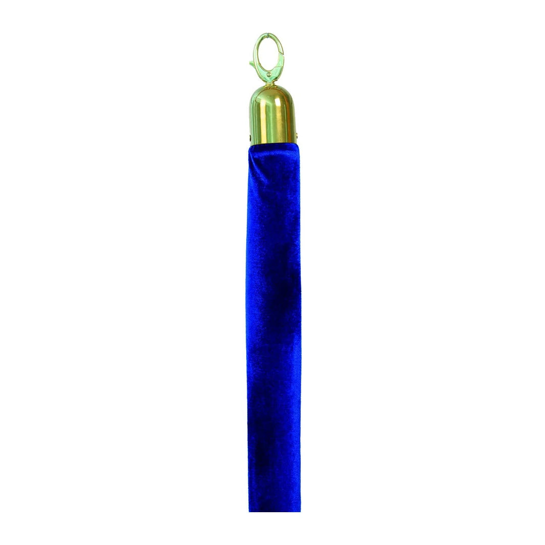 Corde velours bleue 150 cm avec embouts dorés pour poteau d'accueil classique