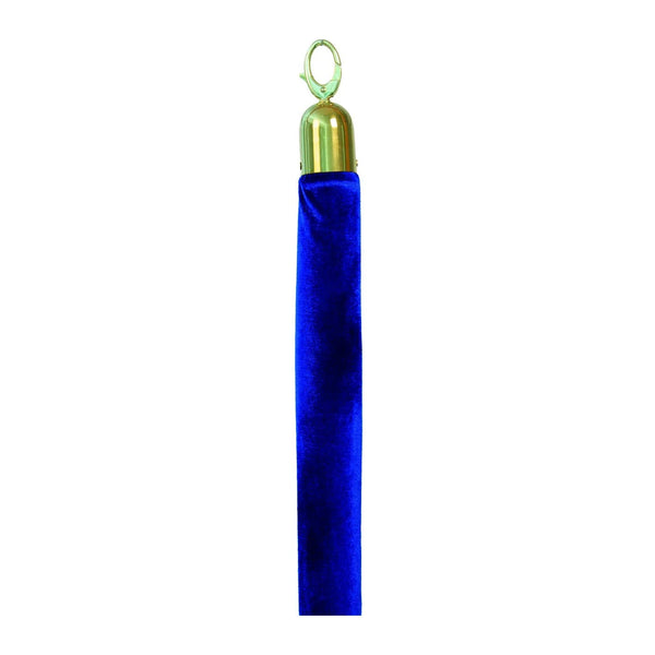 Corde velours bleue 150 cm avec embouts dorés pour poteau d'accueil classique