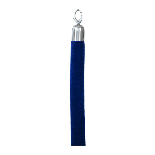 Corde velours bleue 150 cm avec embouts chromés pour poteau d'accueil classique