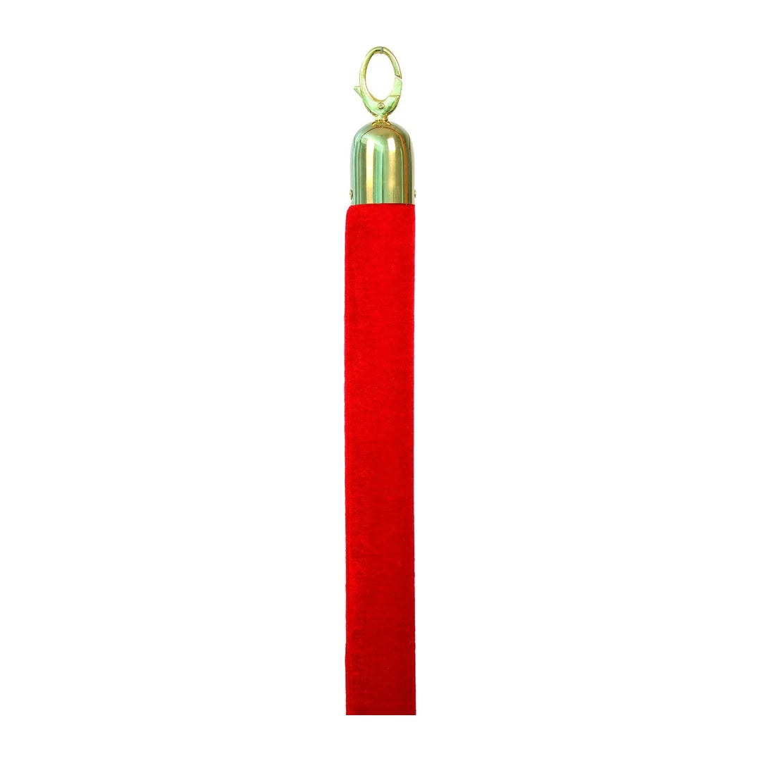 Corde velours rouge 150 cm avec embouts dorés pour poteau d'accueil classique