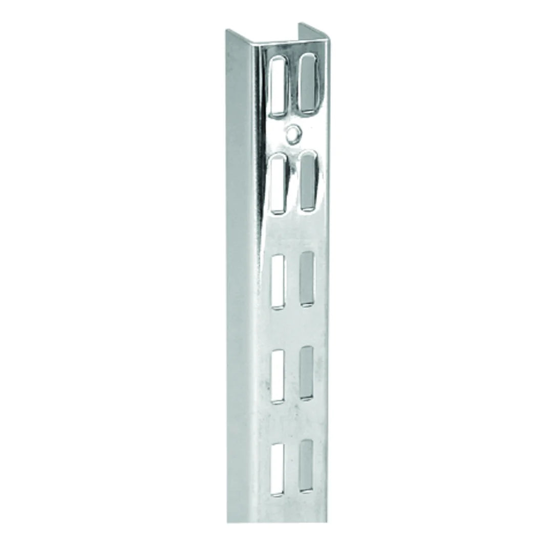 Crémaillère murale double rainure H 240 cm en métal pour agencement de magasin professionnel