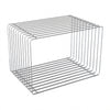 Cube présentoir en barres d'armature 60x40x40 cm, finition laquée ou chromée, pour boutique