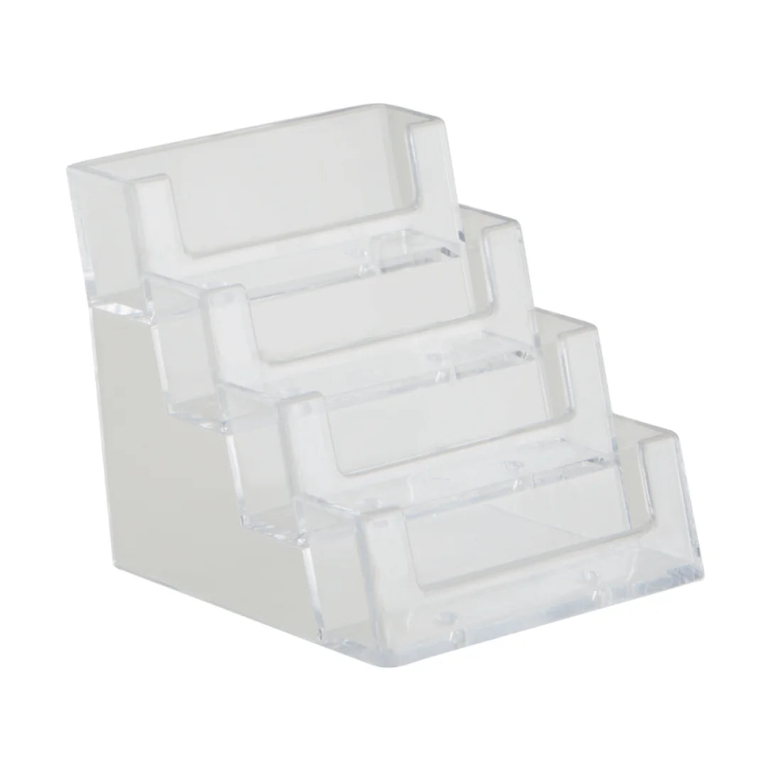Distributeur de cartes de visite acrylique 4 casiers horizontaux — vue de face