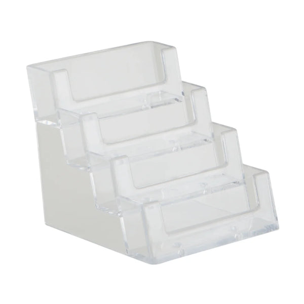 Distributeur de cartes de visite acrylique 4 casiers horizontaux — vue de face