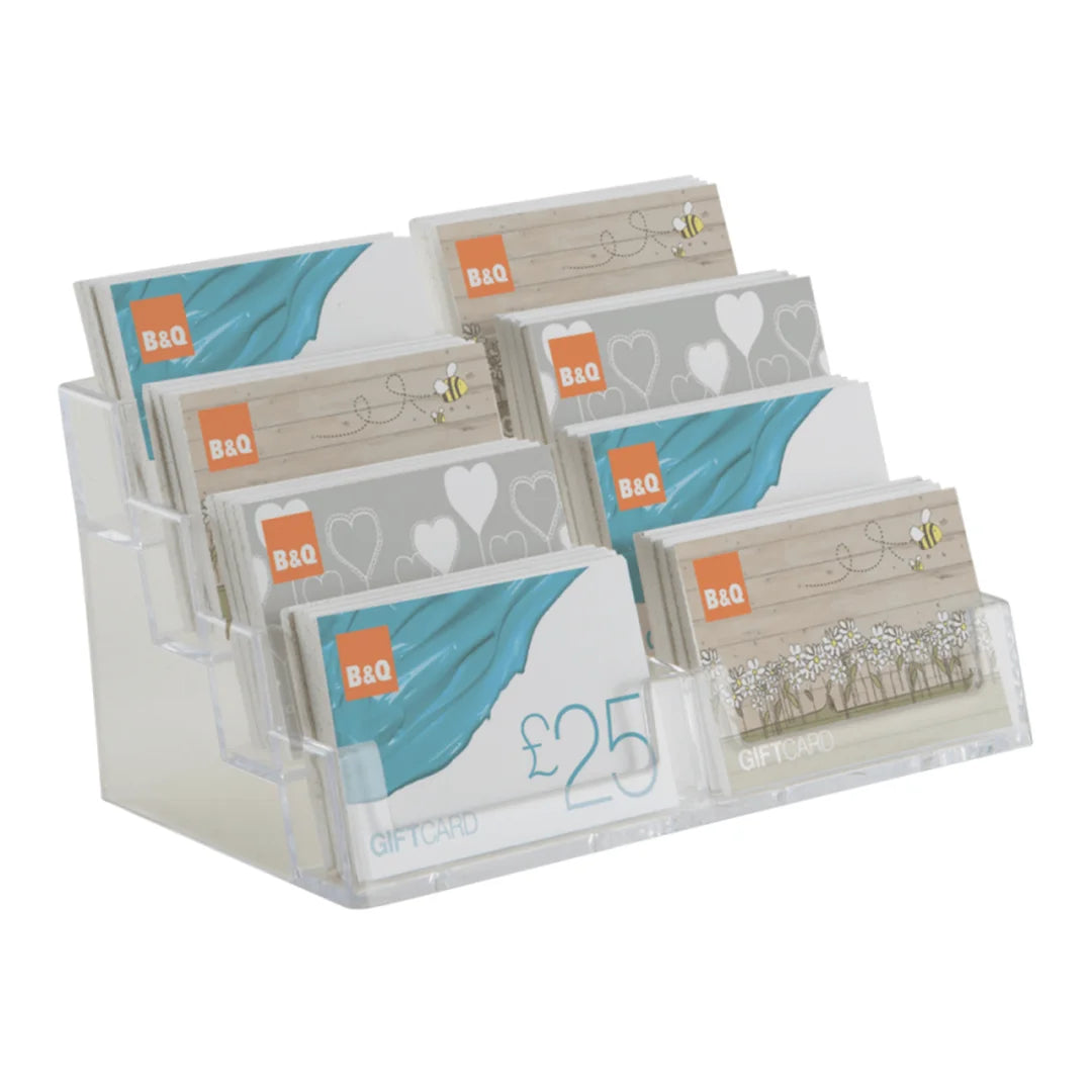 Support à cartes de visite acrylique transparent 8 casiers — vue d'ensemble