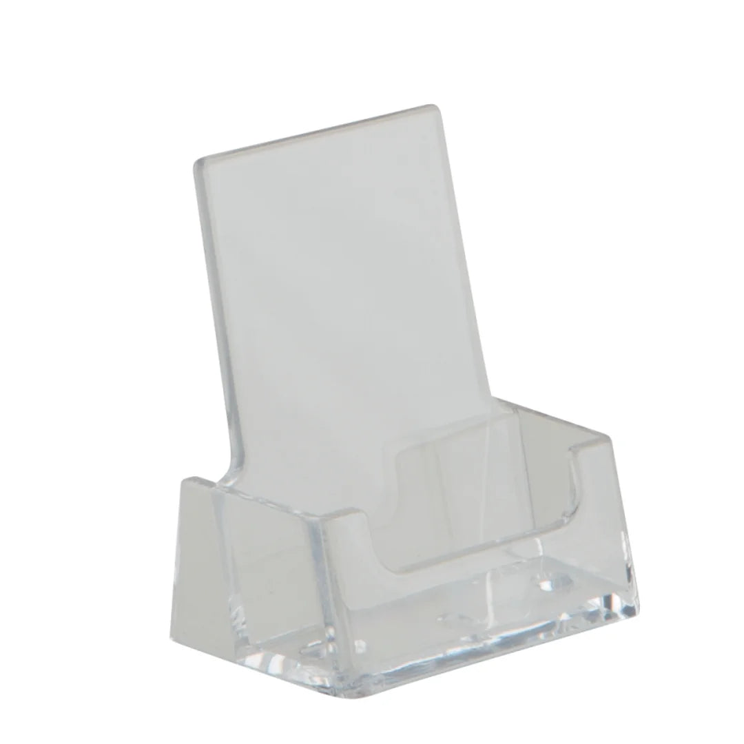 Support à cartes de visite acrylique vertical transparent — vue d'ensemble