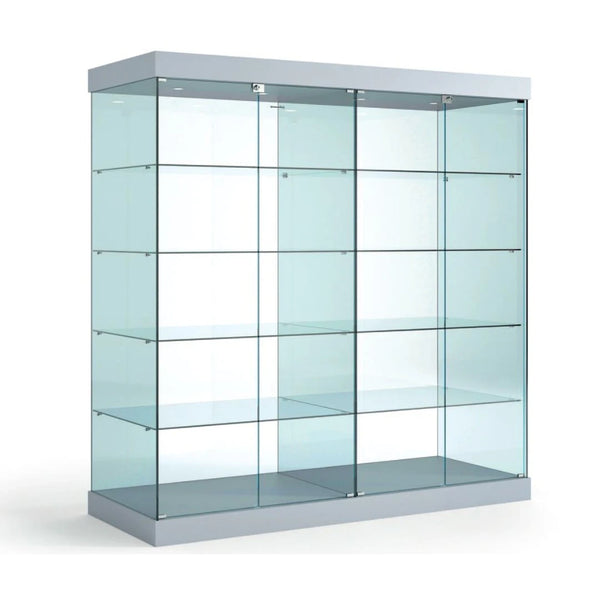 Vitrine double armoire en verre 60cm de profondeur avec éclairage LED, étagères et portes verrouillable pour exposition professionnelle. 