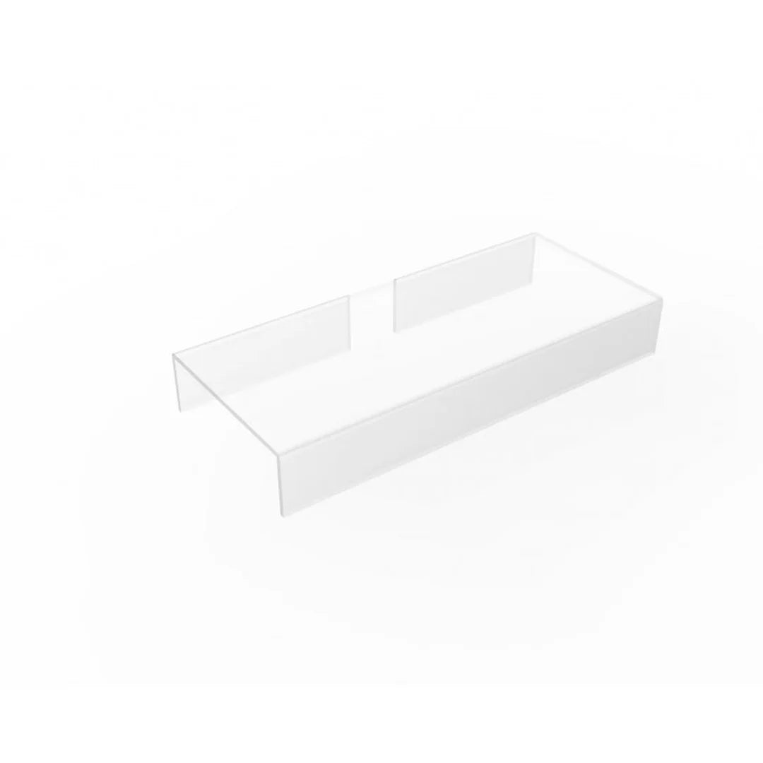 Étagère acrylique transparente 18 × 8 cm à emboîter sur support de grille pour magasin