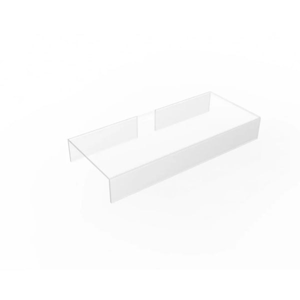 Étagère acrylique transparente 18 × 8 cm à emboîter sur support de grille pour magasin