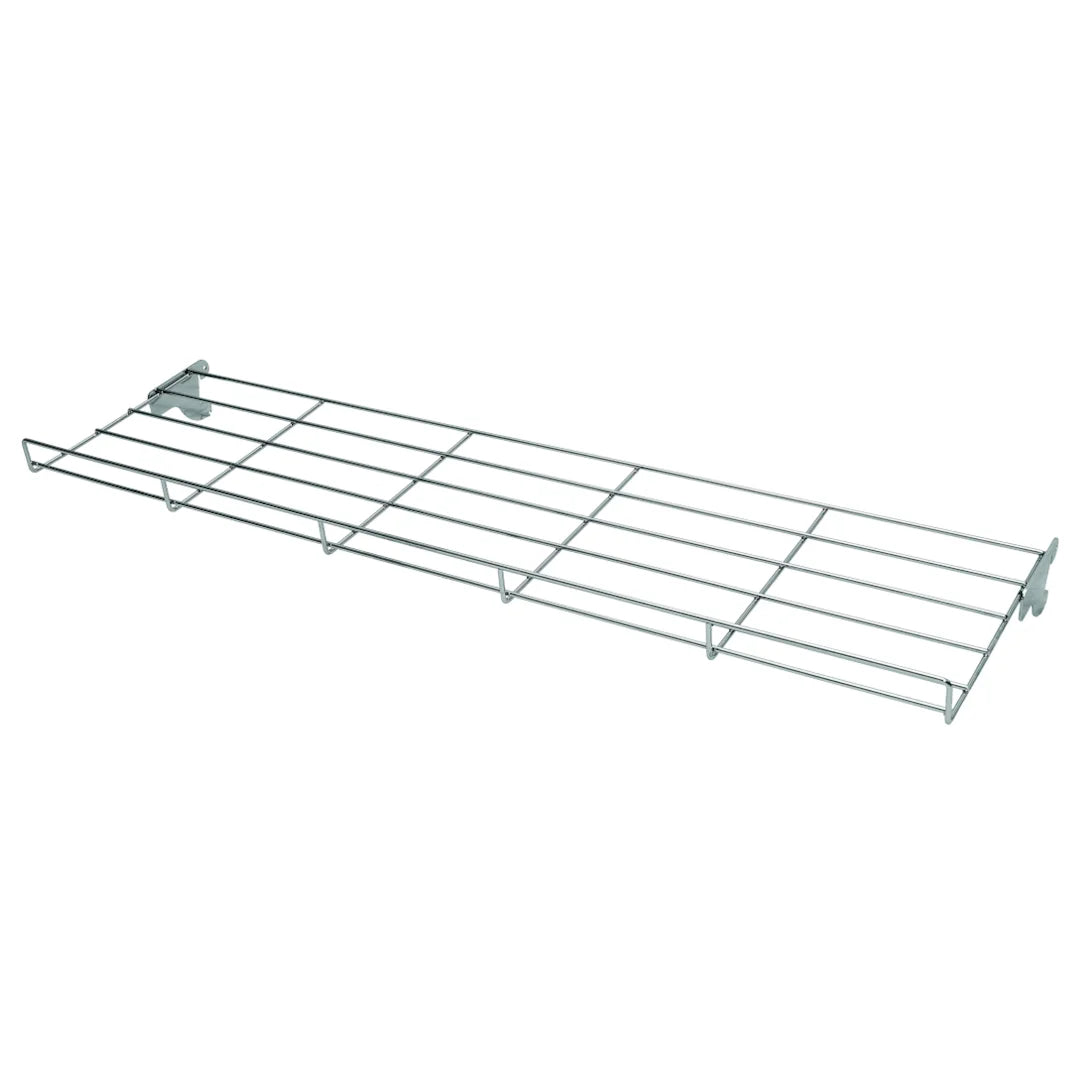 Étagère inclinée en grille chromée pour crémaillère, formats 600×250 mm et 1000×250 mm