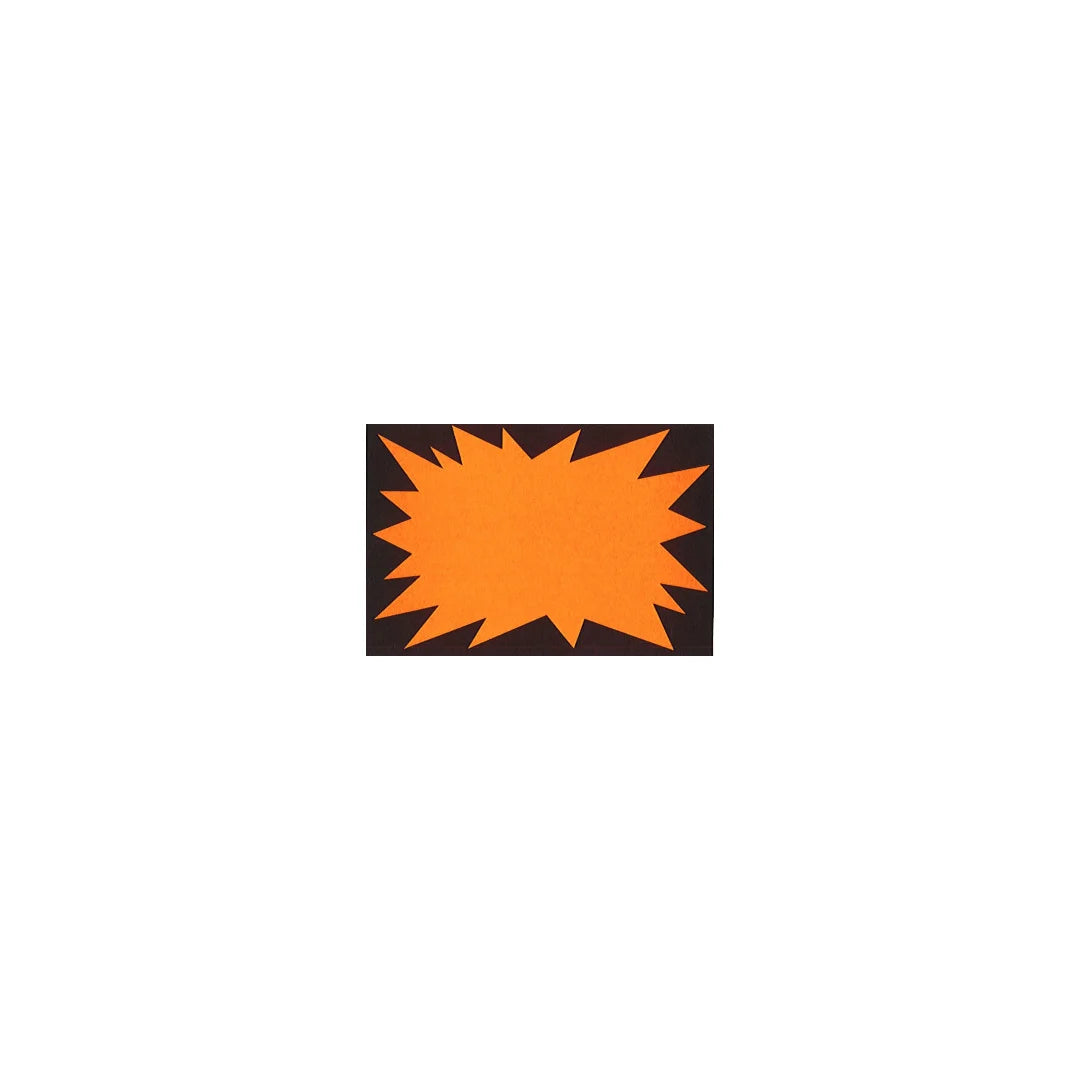 Étiquette carton Flash fluo orange sur fond noir pour affichage prix et promotions en point de vente