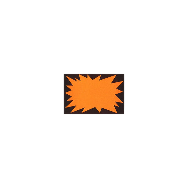 Étiquette carton Flash fluo orange sur fond noir pour affichage prix et promotions en point de vente