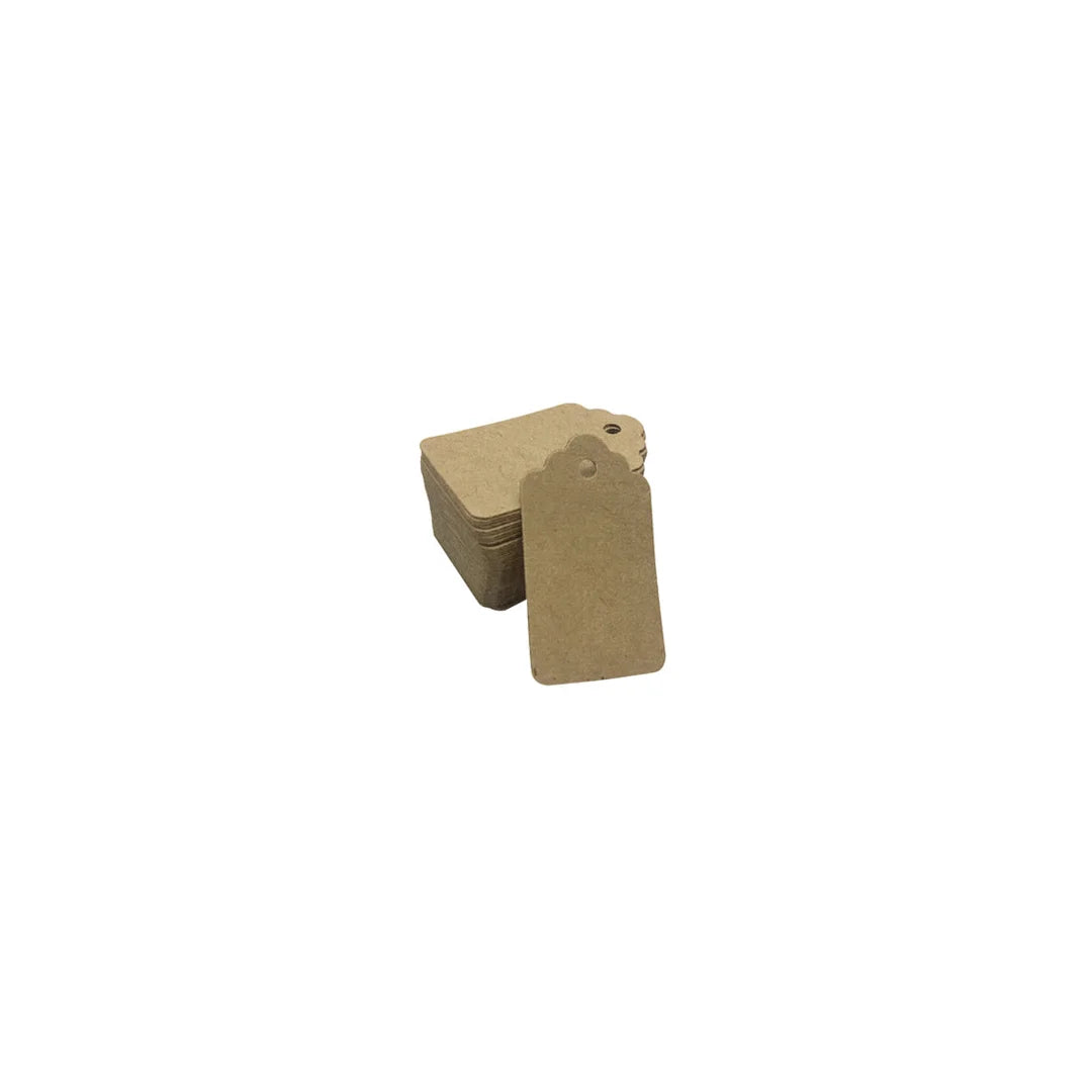Étiquette carton à trou kraft naturel format rectangle 30x50 mm, vendue par 100 pièces