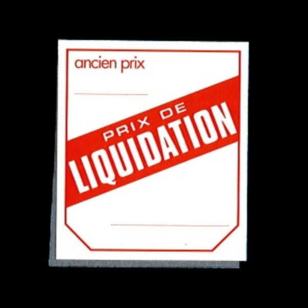 Étiquette Prix de liquidation papier 52x120 mm texte blanc sur rouge — boîte 1000 pièces