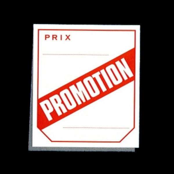 Étiquette promotionnelle papier 52x120 mm texte blanc sur rouge — mention Promotion — boîte 1000 pièces
