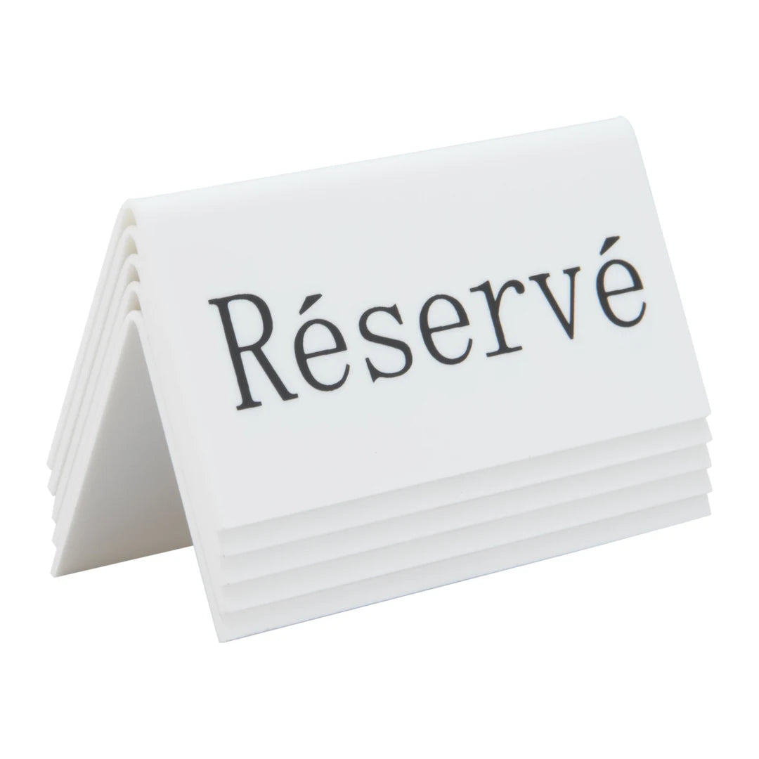 Étiquette de réservation de table « Réservé » en acrylique blanc, lot de 5, pour restaurant et hôtel