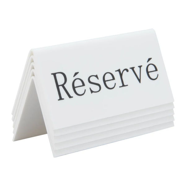 Étiquette de réservation de table « Réservé » en acrylique blanc, lot de 5, pour restaurant et hôtel
