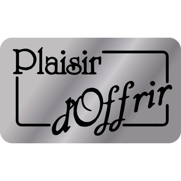 Boîte de 1000 étiquettes adhésives Plaisir d'offrir finition argent, format 19x31 mm, pour emballages cadeaux
