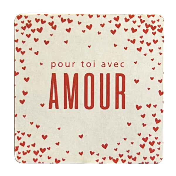 Boîte de 500 étiquettes adhésives « Pour toi avec Amour » 3,5 x 3,5 cm pour emballages cadeaux