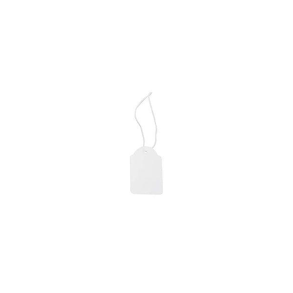 Étiquettes blanches à fil format rectangle 36×53 mm en carton pour étiquetage boutique