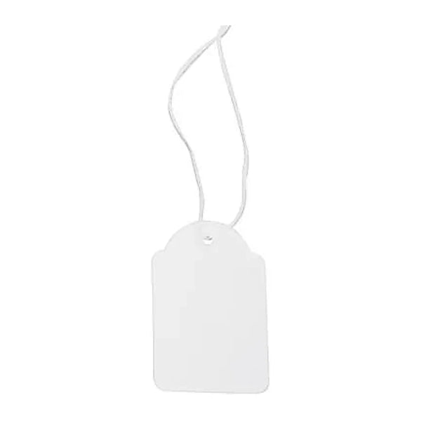 Étiquettes blanches à fil format rectangle 36×53 mm en carton pour étiquetage boutique