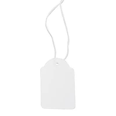 Étiquettes blanches à fil format rectangle 36×53 mm en carton pour étiquetage boutique