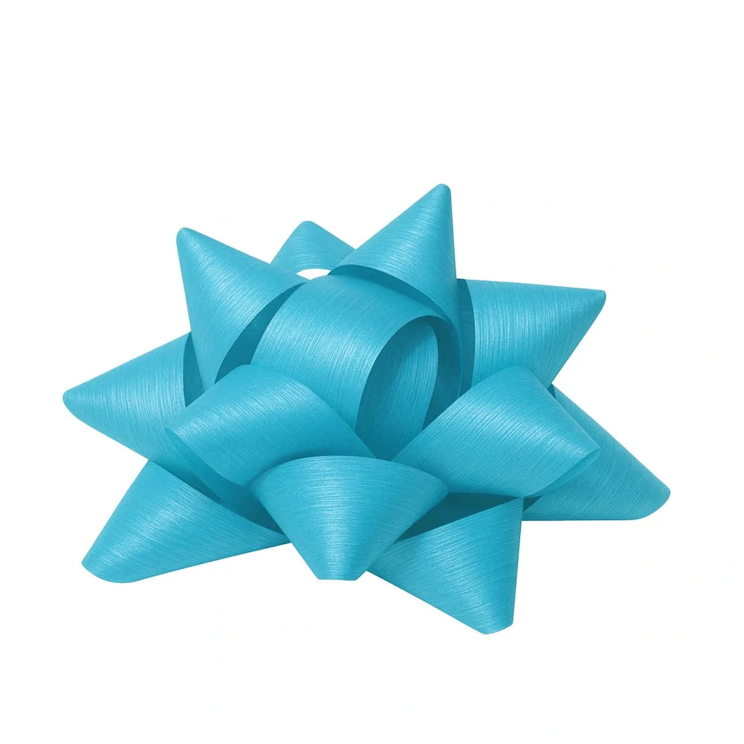 Étoiles adhésives bleu mat finition crépon pour emballage cadeau professionnel