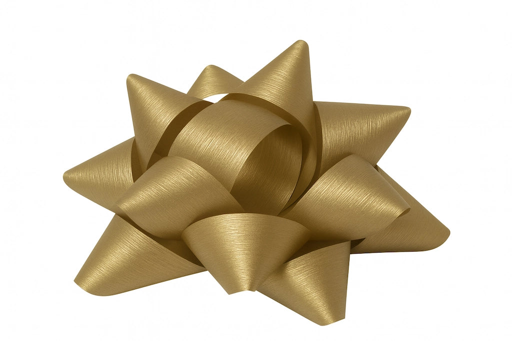 Étoiles adhésives or crépon pour emballages et vitrines. Décoratives, pratiques et élégantes, idéales pour cadeaux et promotions.