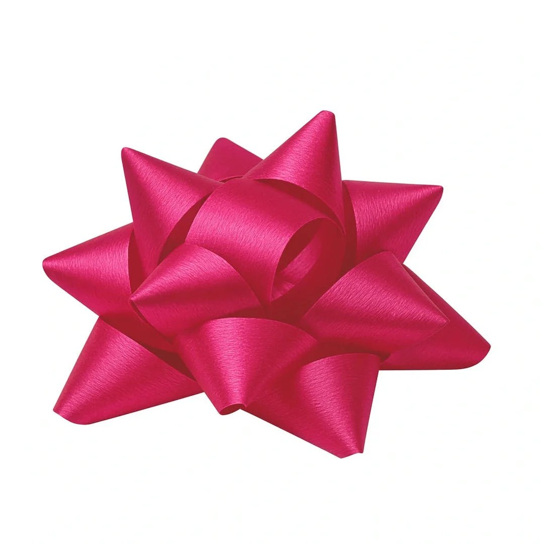 Étoiles adhésives rose mat finition crépon, accessoire emballage cadeau professionnel