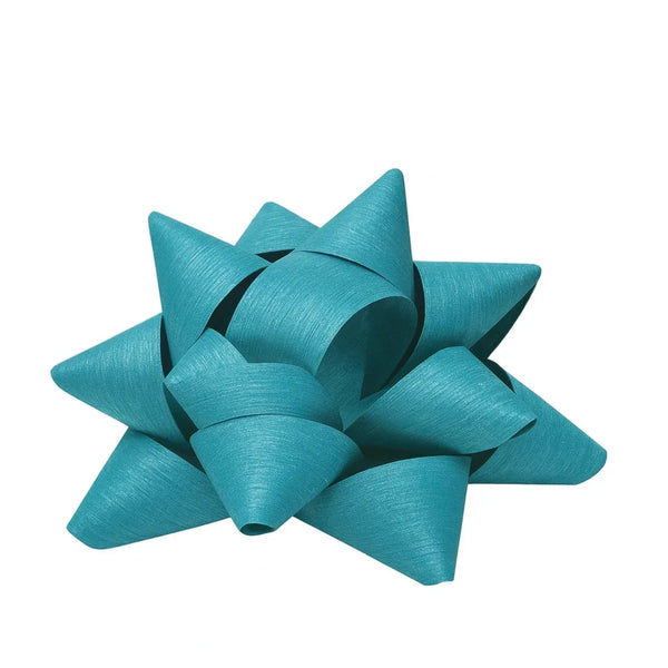 Étoiles adhésives turquoise mat finition crépon, accessoire de décoration emballage