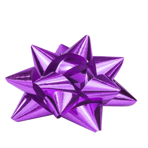 Étoiles adhésives violettes finition miroir brillant pour emballage en boutique