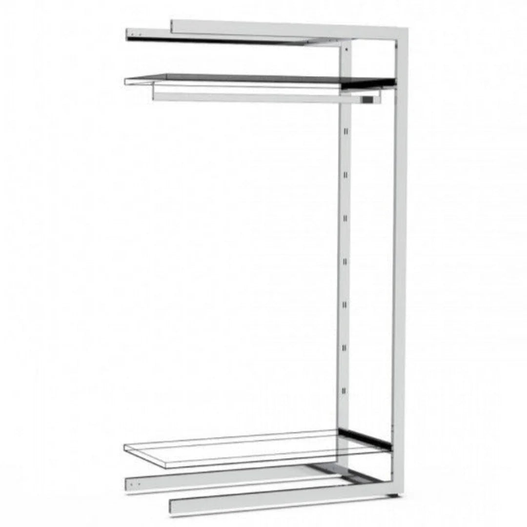 Extension Bigshop H185 cm configuration penderie et rayons, largeur 107 cm, agencement commerce