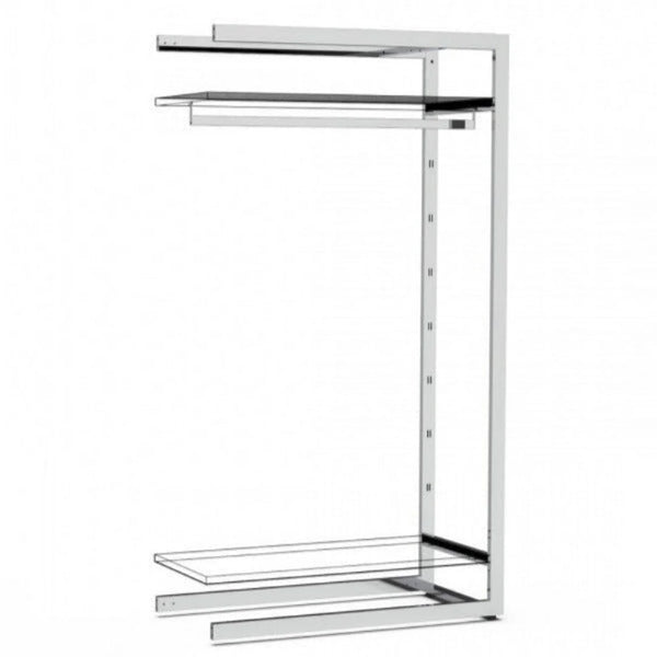 Extension Bigshop H185 cm configuration penderie et rayons, largeur 107 cm, agencement commerce