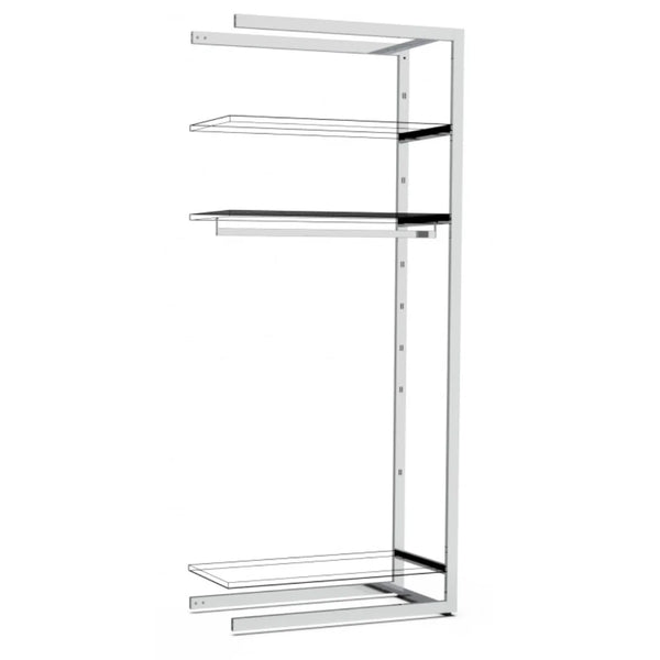 Extension Bigshop H240 cm – largeur 102,2 cm, 3 rayons et 1 barre penderie, finition chromée
