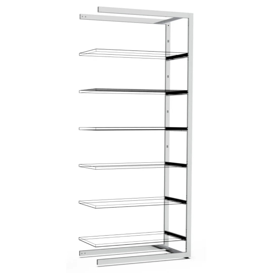 Extension Bigshop H240 cm – largeur 102,2 cm, configuration 6 rayons, finition chromée
