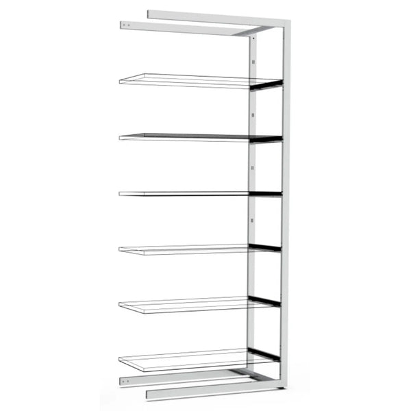 Extension Bigshop H240 cm – largeur 102,2 cm, configuration 6 rayons, finition chromée