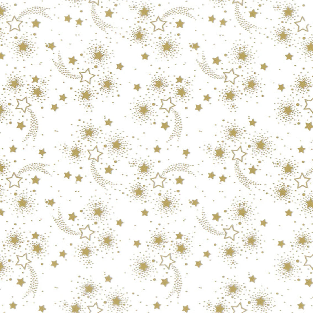 Film polypropylène transparent imprimé motif étoiles filantes dorées pour emballage cadeau