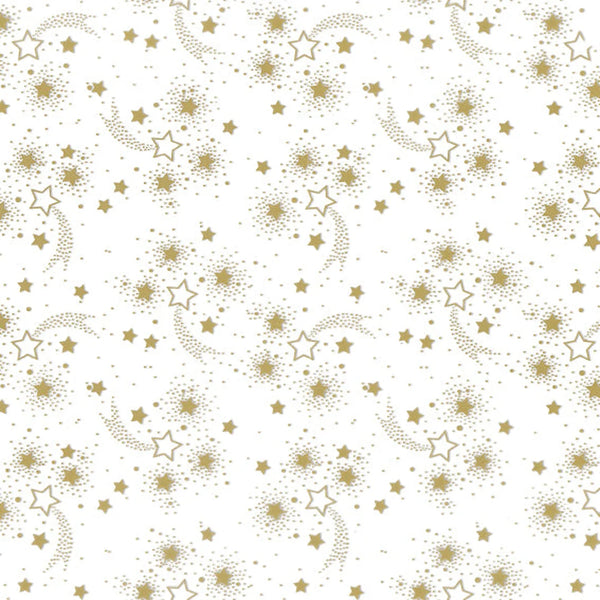 Film polypropylène transparent imprimé motif étoiles filantes dorées pour emballage cadeau