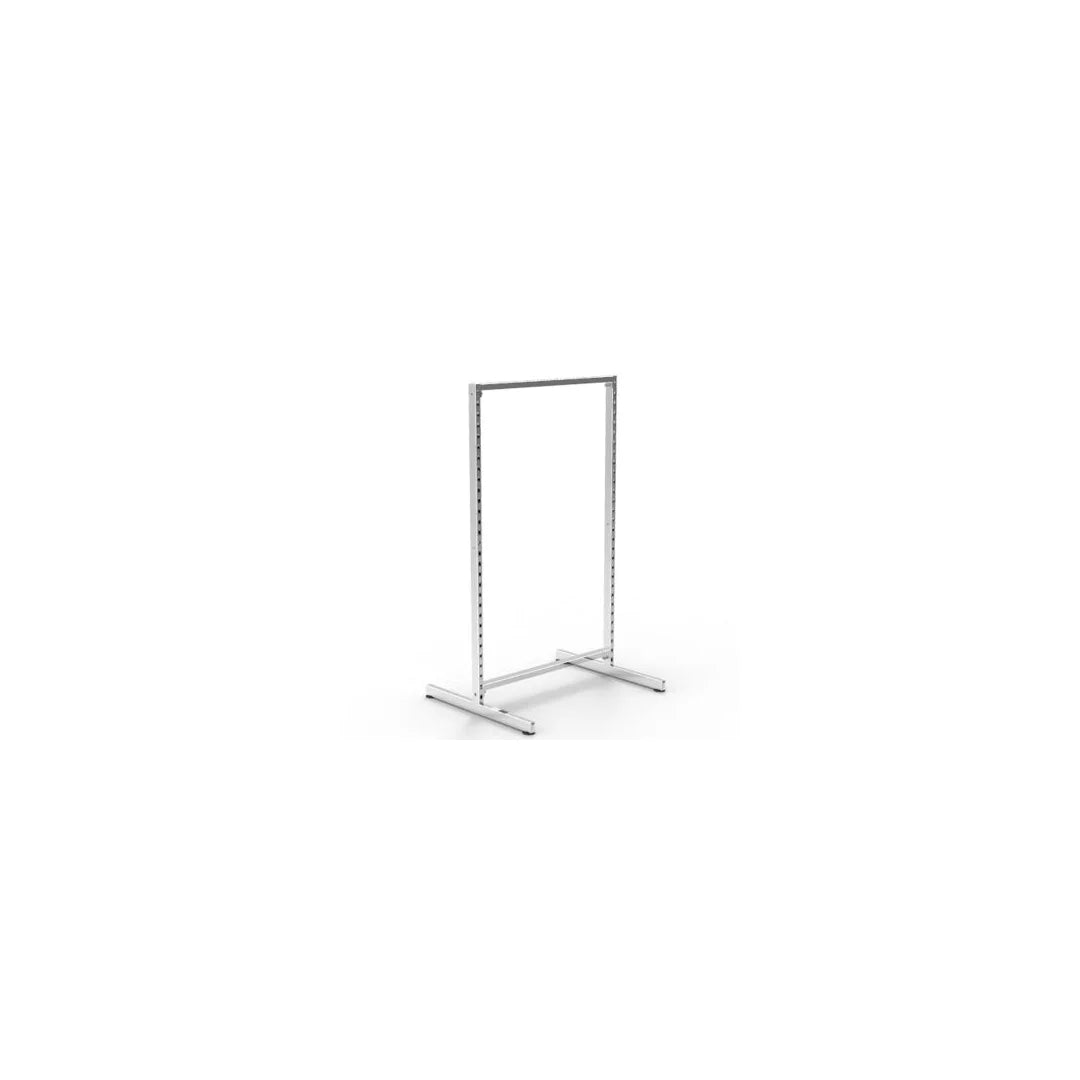Gondole lourde à crémaillère tube acier 50×30 mm, largeur 90 cm, finition chromée