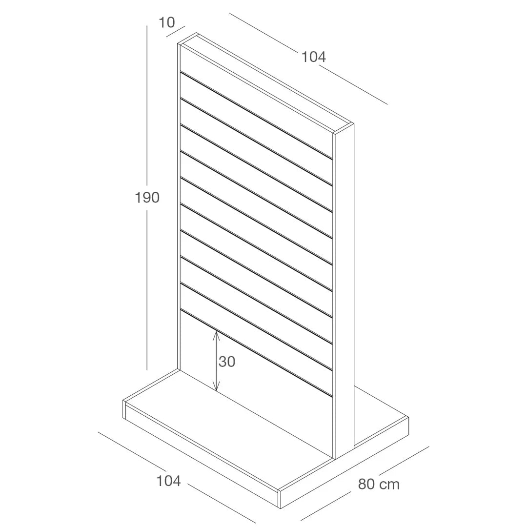 Gondole rainurée double face hauteur 190 cm pour agencement magasin
