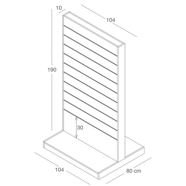 Gondole rainurée double face hauteur 190 cm pour agencement magasin