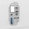 Grille murale métal noir mat 90 cm pour agencement magasin, maille 10x10 cm