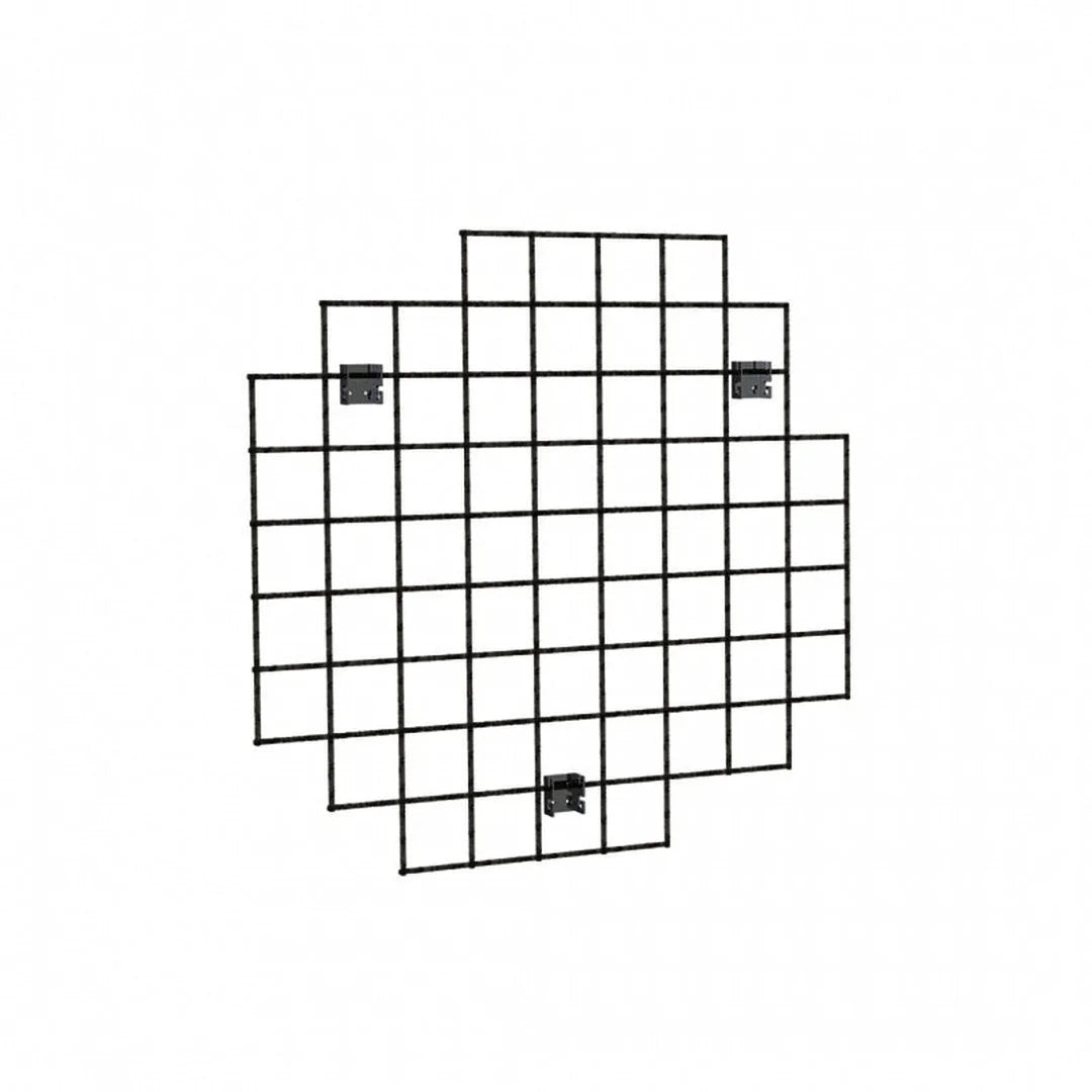 Grille murale métal noir mat 90 × 90 cm, compatible accessoires grille