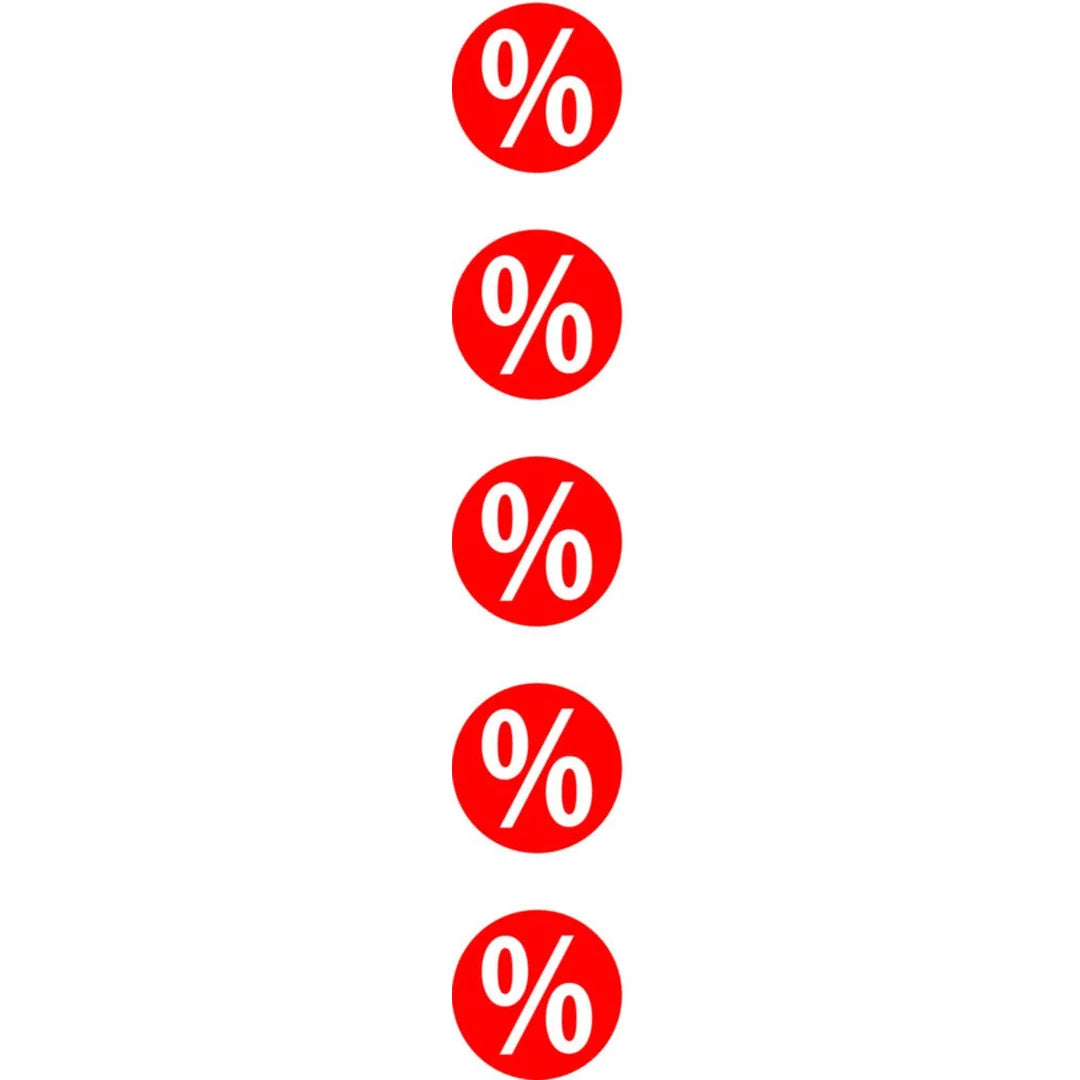 Guirlande carton % recto-verso 8 découpes blanches sur rouge, longueur 200 cm, signalétique soldes pour magasin