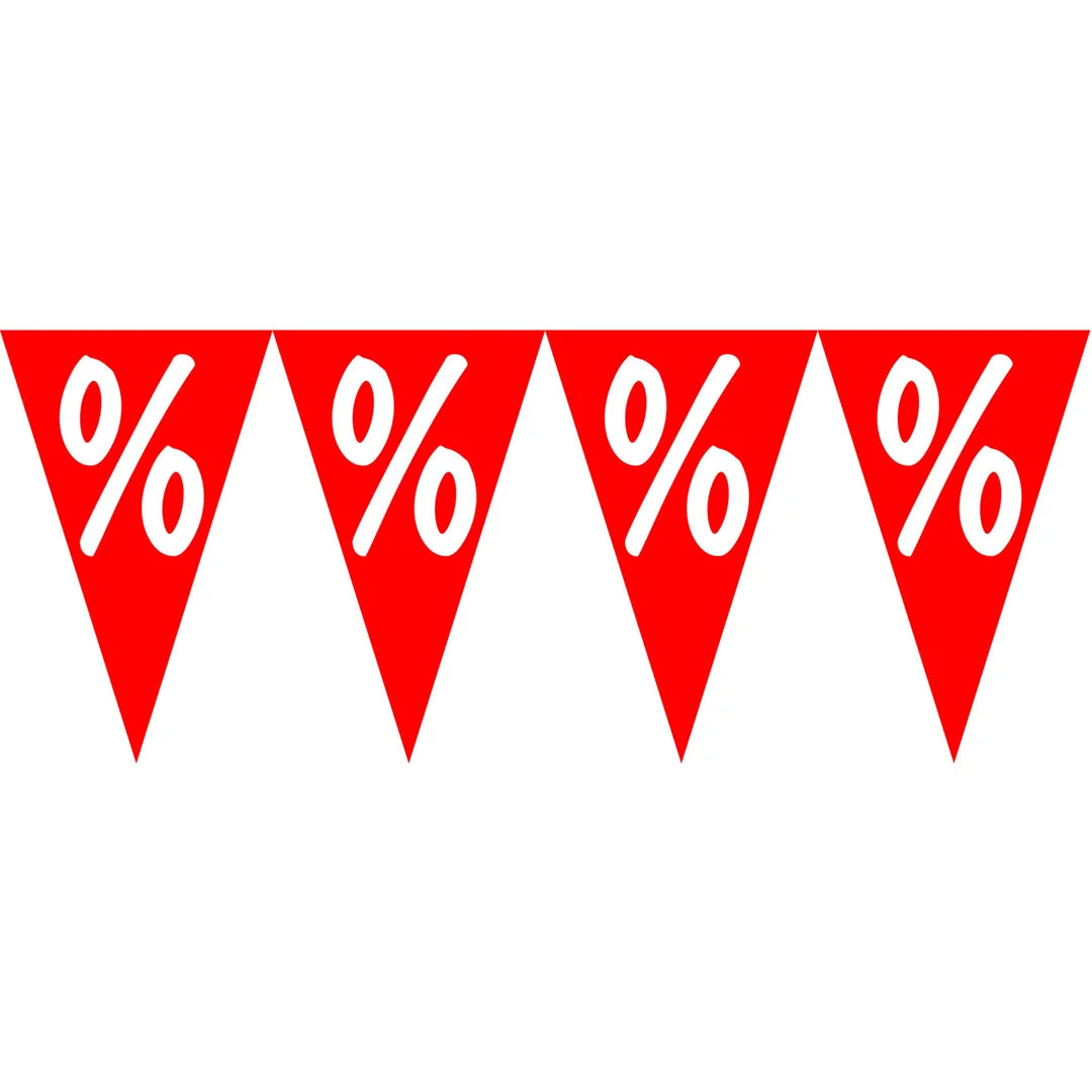 Guirlande carton % recto-verso 11 fanions 200 cm — signalétique soldes pour magasin