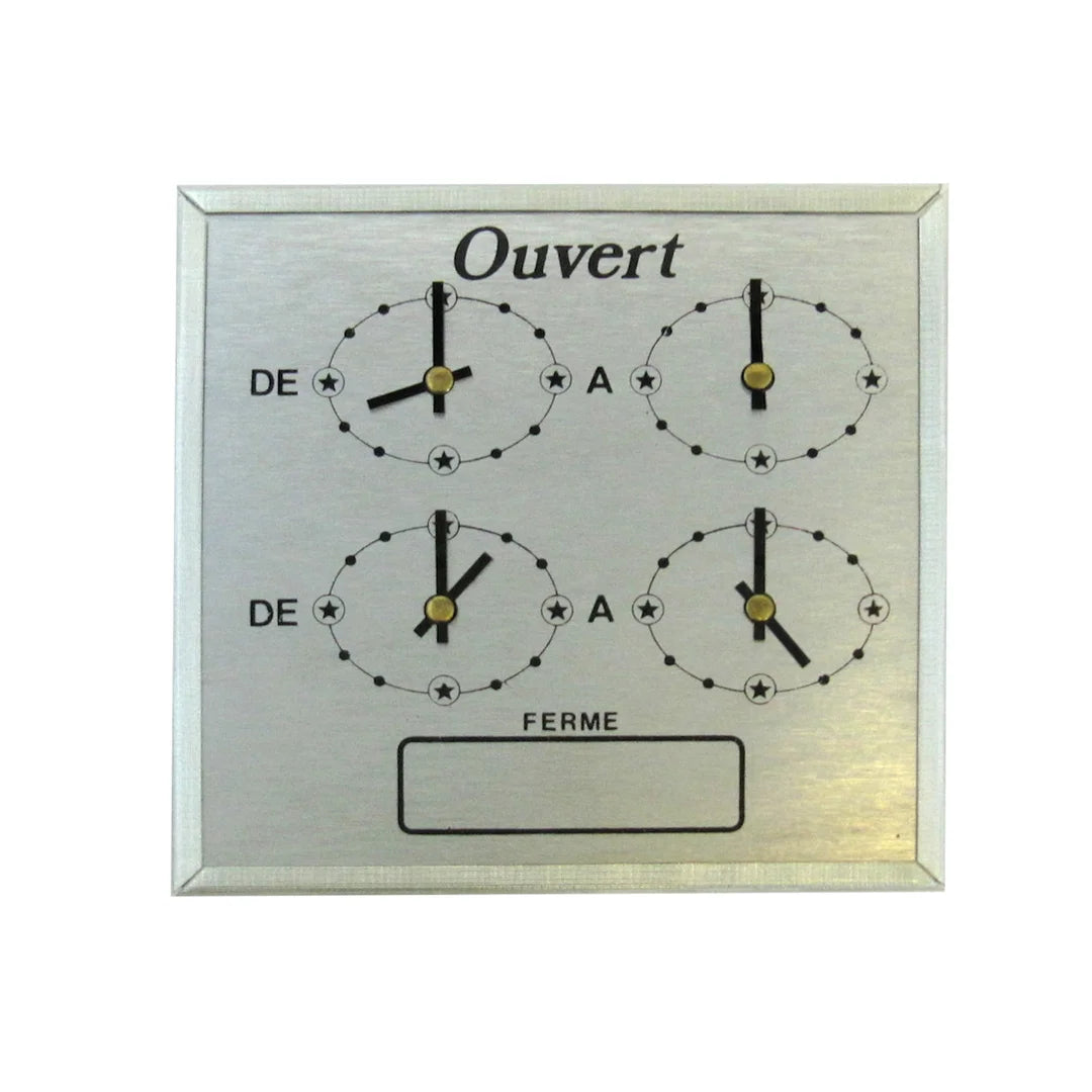 Horaire de porte à cadran aiguilles coloris argent, crochet intégré, usage commerce