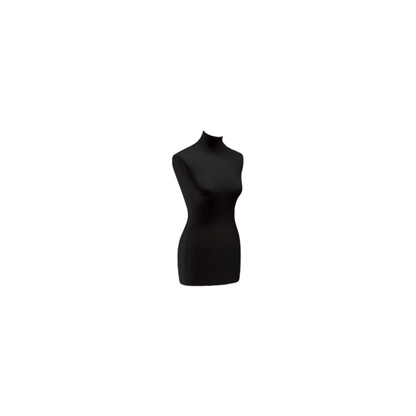Housse buste mannequin femme coloris noir, jersey élastique ajusté pour présentation en magasin