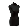 Housse buste mannequin femme coloris noir, jersey élastique ajusté pour présentation en magasin