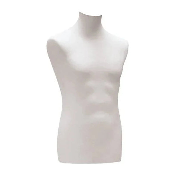 Housse pour buste mannequin homme blanc, jersey élastique facile à enfiler, usage professionnel