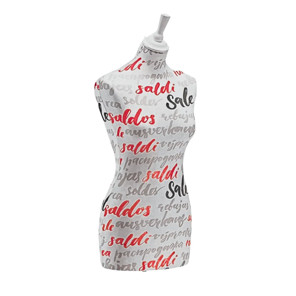 Housse lycra pour buste vitrine homme et femme avec motif Soldes et Sale